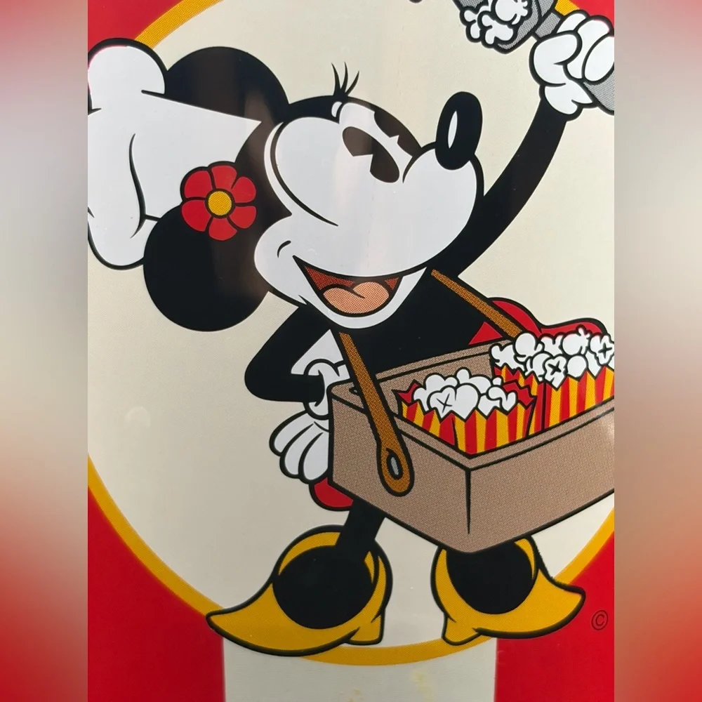 Vintage Disney Minnie Mouse Striped Metal Popcorn Bucket, Disney Collectibles